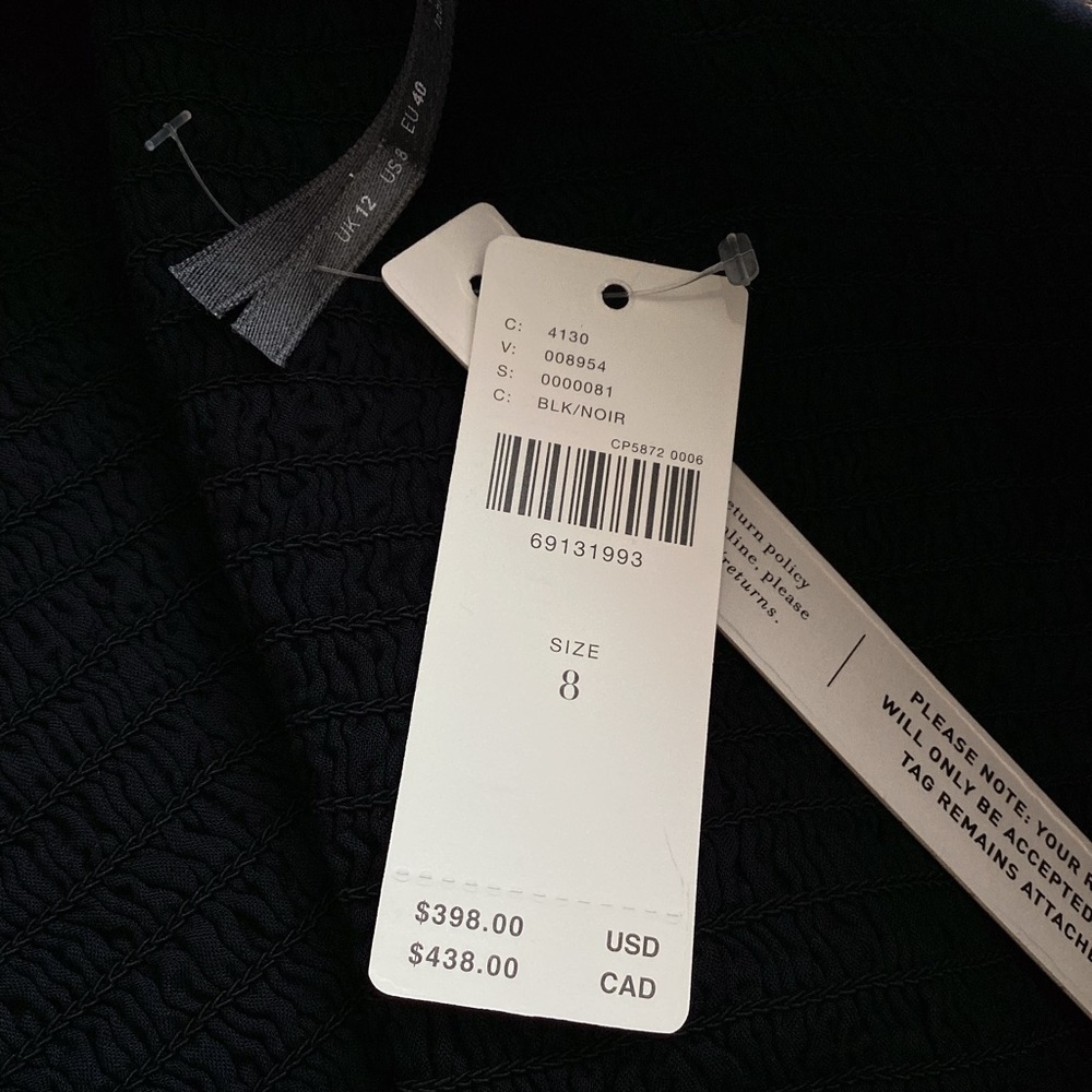 🐘Anthropologie Embroidered Midi Dress One-Shoulder Tiered Dress New 8 Black - Picture 14 of 15